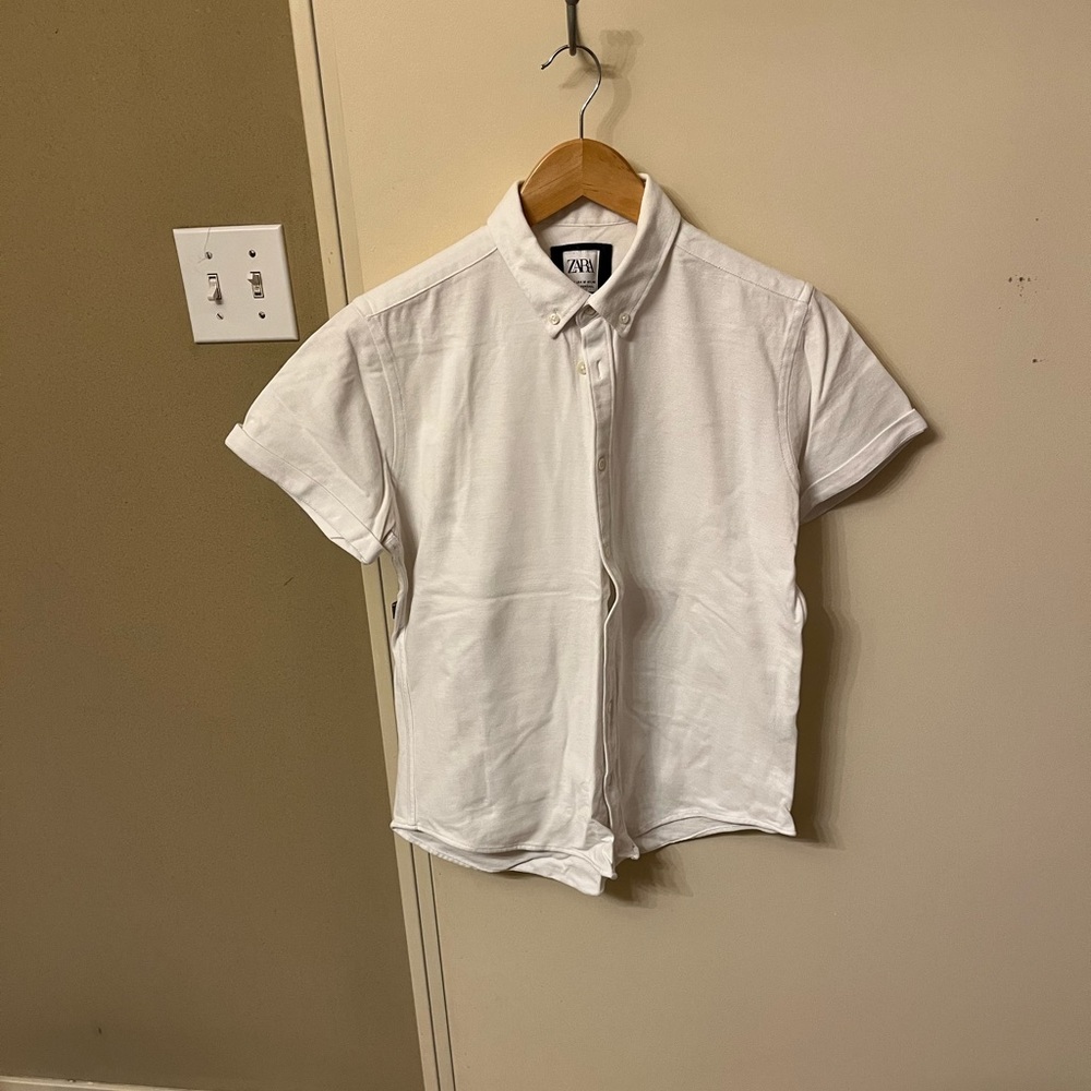 Zara white short sleeve button up